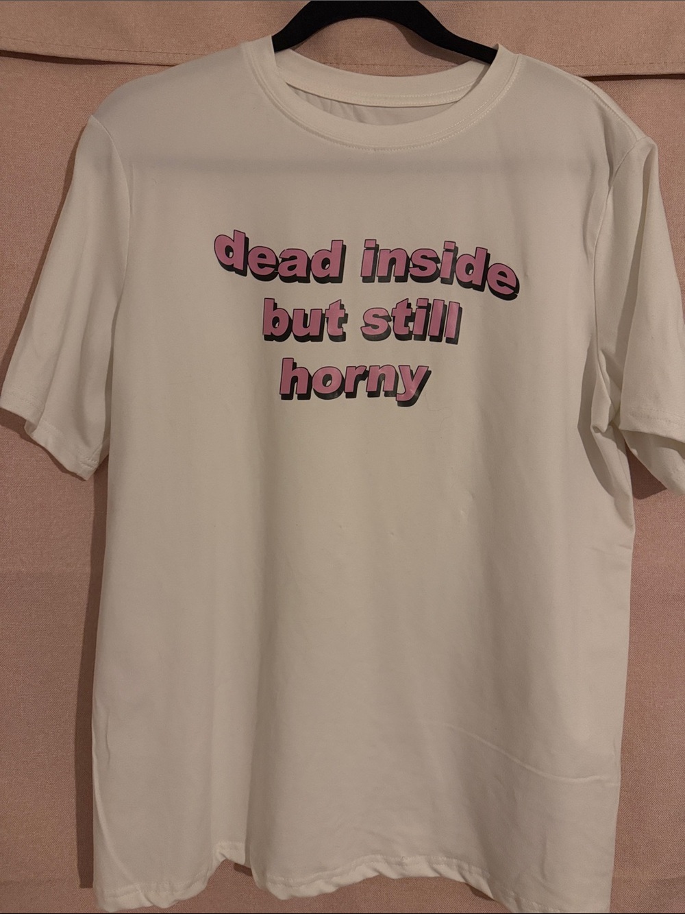White Graphic Tee with Pink Text - Casual Men’s Shirt